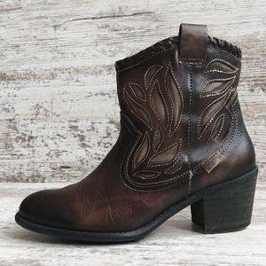 ⚃Sz 36 Pikolinos Leather Western Ankle Bootie